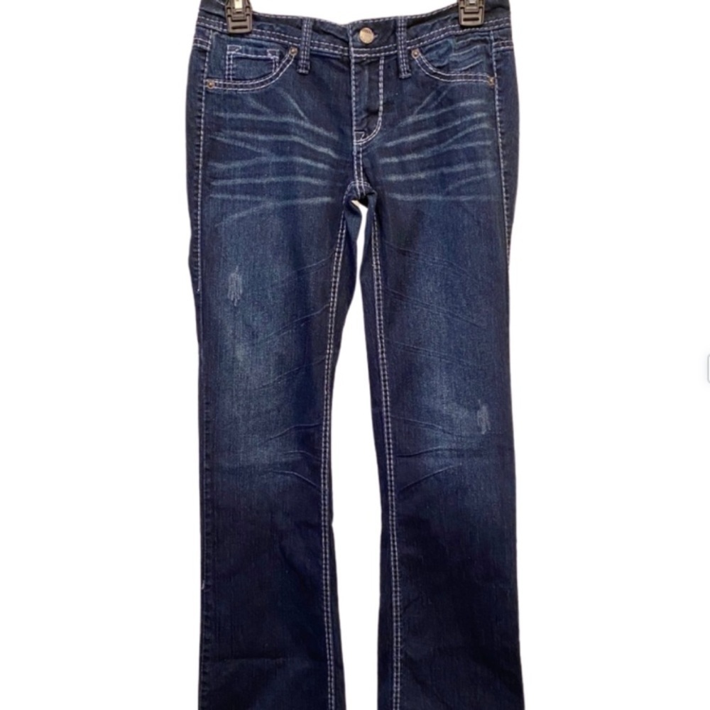 FRAGILE Whiskered Indigo distressed jeans